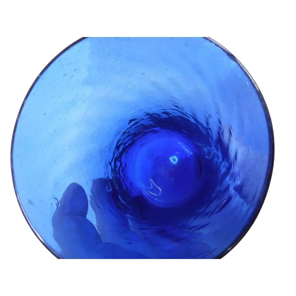 Vintage Handblown Rib Optic Cobalt Blue Glass or Vase Estate Find - Picture 3 of 5